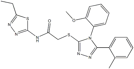 N-(5-ethyl-1,3,4-thiadiazol-2-yl)-2-{[4-(2-methoxyphenyl)-5-(2-methylphenyl)-4H-1,2,4-triazol-3-yl]sulfanyl}acetamide 구조식 이미지