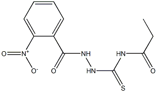 N-[(2-{2-nitrobenzoyl}hydrazino)carbothioyl]propanamide 구조식 이미지