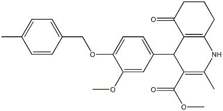 methyl 4-{3-methoxy-4-[(4-methylbenzyl)oxy]phenyl}-2-methyl-5-oxo-1,4,5,6,7,8-hexahydro-3-quinolinecarboxylate Structure