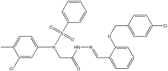 N-[2-(2-{2-[(4-chlorobenzyl)oxy]benzylidene}hydrazino)-2-oxoethyl]-N-(3-chloro-4-methylphenyl)benzenesulfonamide 구조식 이미지