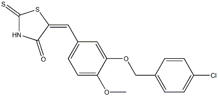 5-{3-[(4-chlorobenzyl)oxy]-4-methoxybenzylidene}-2-thioxo-1,3-thiazolidin-4-one Structure