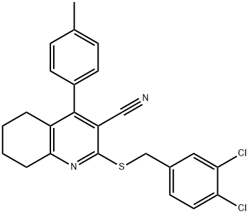 2-[(3,4-dichlorobenzyl)sulfanyl]-4-(4-methylphenyl)-5,6,7,8-tetrahydro-3-quinolinecarbonitrile 구조식 이미지