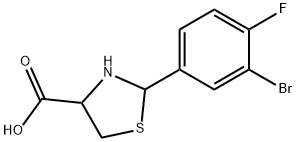 2-(3-bromo-4-fluorophenyl)-1,3-thiazolidine-4-carboxylic acid 구조식 이미지