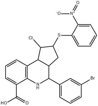 4-(3-bromophenyl)-1-chloro-2-({2-nitrophenyl}sulfanyl)-2,3,3a,4,5,9b-hexahydro-1H-cyclopenta[c]quinoline-6-carboxylic acid Structure