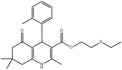2-ethoxyethyl 2,7,7-trimethyl-4-(2-methylphenyl)-5-oxo-1,4,5,6,7,8-hexahydroquinoline-3-carboxylate 구조식 이미지