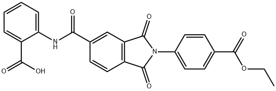2-[({2-[4-(ethoxycarbonyl)phenyl]-1,3-dioxo-2,3-dihydro-1H-isoindol-5-yl}carbonyl)amino]benzoic acid Structure
