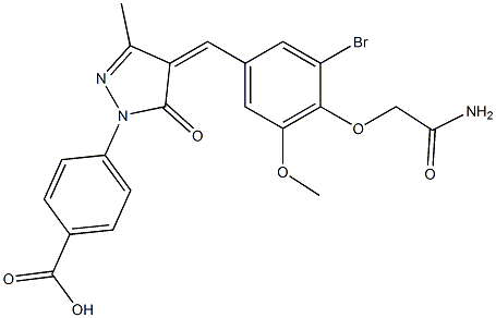 4-{4-[4-(2-amino-2-oxoethoxy)-3-bromo-5-methoxybenzylidene]-3-methyl-5-oxo-4,5-dihydro-1H-pyrazol-1-yl}benzoic acid 구조식 이미지