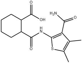 2-({[3-(aminocarbonyl)-4,5-dimethyl-2-thienyl]amino}carbonyl)cyclohexanecarboxylic acid 구조식 이미지