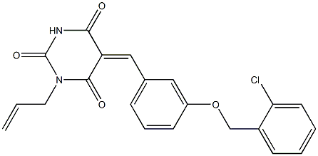 1-allyl-5-{3-[(2-chlorobenzyl)oxy]benzylidene}-2,4,6(1H,3H,5H)-pyrimidinetrione 구조식 이미지