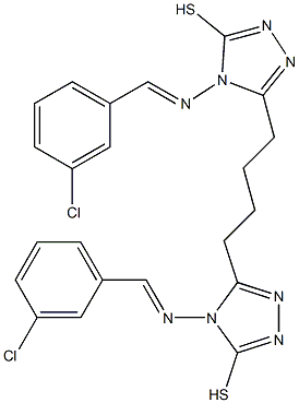 4-[(3-chlorobenzylidene)amino]-5-(4-{4-[(3-chlorobenzylidene)amino]-5-sulfanyl-4H-1,2,4-triazol-3-yl}butyl)-4H-1,2,4-triazol-3-yl hydrosulfide 구조식 이미지