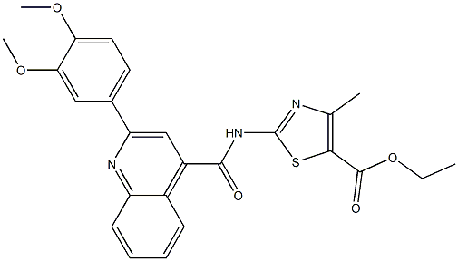 ethyl 2-({[2-(3,4-dimethoxyphenyl)-4-quinolinyl]carbonyl}amino)-4-methyl-1,3-thiazole-5-carboxylate 구조식 이미지