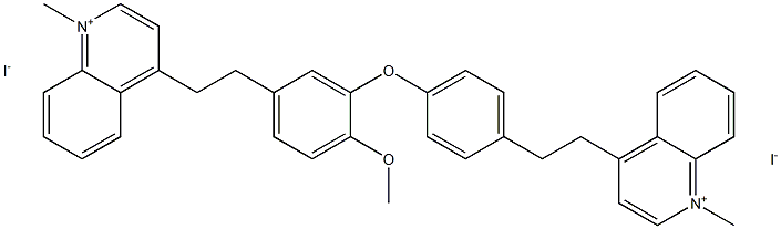 4-[2-[4-[2-methoxy-5-[2-(1-methylquinolin-1-ium-4-yl)ethyl]phenoxy]phenyl]ethyl]-1-methyl-quinolin-1-ium diiodide Structure