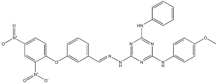 3-{2,4-dinitrophenoxy}benzaldehyde [4-anilino-6-(4-methoxyanilino)-1,3,5-triazin-2-yl]hydrazone Structure