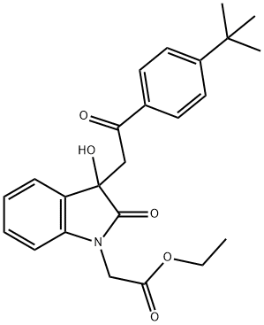 ethyl {3-[2-(4-tert-butylphenyl)-2-oxoethyl]-3-hydroxy-2-oxo-2,3-dihydro-1H-indol-1-yl}acetate 구조식 이미지