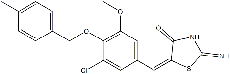 5-{3-chloro-5-methoxy-4-[(4-methylbenzyl)oxy]benzylidene}-2-imino-1,3-thiazolidin-4-one Structure