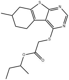 sec-butyl [(7-methyl-5,6,7,8-tetrahydro[1]benzothieno[2,3-d]pyrimidin-4-yl)sulfanyl]acetate 구조식 이미지