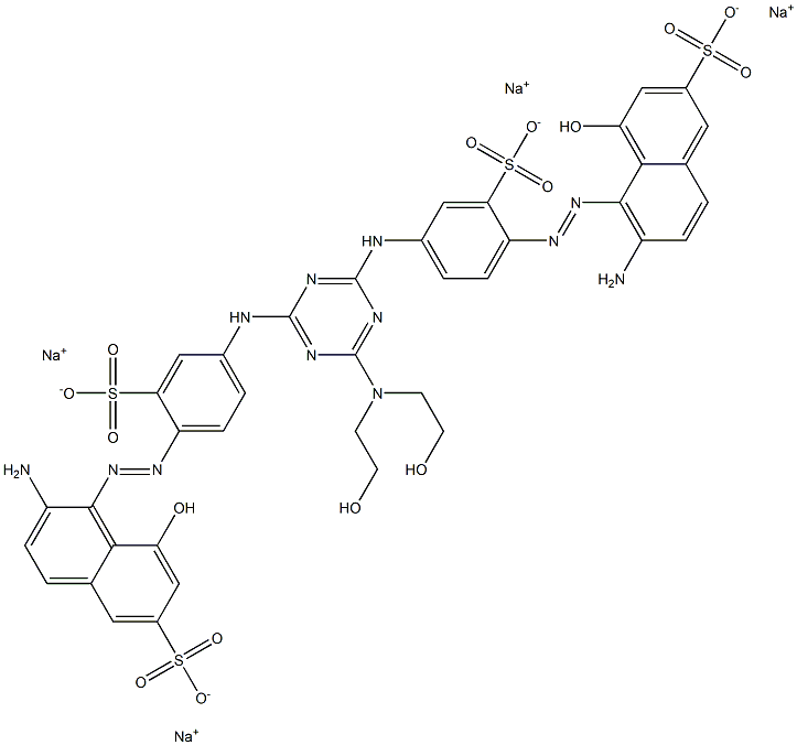 tetrasodium 6-amino-5-[2-(4-{[4-({4-[2-(2-amino-8-hydroxy-6-sulfonaphthalen-1-yl)diazen-1-yl]-3-sulfophenyl}amino)-6-[bis(2-hydroxyethyl)amino]-1,3,5-triazin-2-yl]amino}-2-sulfophenyl)diazen-1-yl]-4-hydroxynaphthalene-2-sulfonate Structure