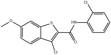 3-chloro-N-(2-chlorophenyl)-6-methoxy-1-benzothiophene-2-carboxamide 구조식 이미지