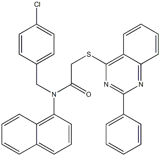 N-(4-chlorobenzyl)-N-(1-naphthyl)-2-[(2-phenyl-4-quinazolinyl)sulfanyl]acetamide 구조식 이미지