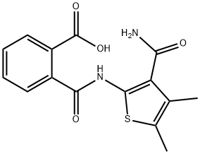 2-({[3-(aminocarbonyl)-4,5-dimethyl-2-thienyl]amino}carbonyl)benzoic acid Structure