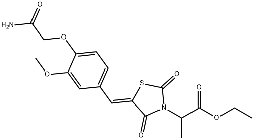 ethyl 2-{5-[4-(2-amino-2-oxoethoxy)-3-methoxybenzylidene]-2,4-dioxo-1,3-thiazolidin-3-yl}propanoate Structure