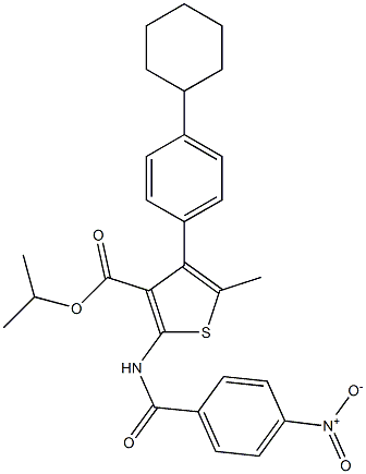 isopropyl 4-(4-cyclohexylphenyl)-2-({4-nitrobenzoyl}amino)-5-methyl-3-thiophenecarboxylate 구조식 이미지