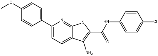 3-amino-N-(4-chlorophenyl)-6-(4-methoxyphenyl)thieno[2,3-b]pyridine-2-carboxamide 구조식 이미지