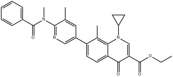 ethyl 7-[6-[benzoyl(methyl)amino]-5-methyl-3-pyridyl]-1-cyclopropyl-8-methyl-4-oxo-quinoline-3-carboxylate 구조식 이미지