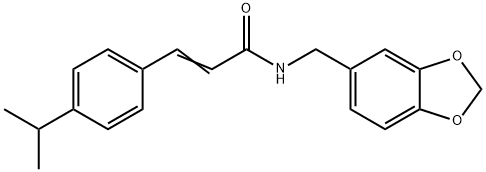 N-(1,3-benzodioxol-5-ylmethyl)-3-(4-isopropylphenyl)acrylamide 구조식 이미지