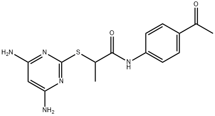 N-(4-acetylphenyl)-2-[(4,6-diamino-2-pyrimidinyl)sulfanyl]propanamide 구조식 이미지