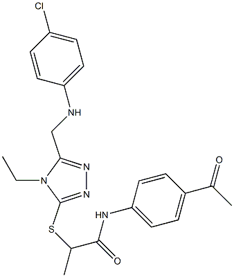 N-(4-acetylphenyl)-2-({5-[(4-chloroanilino)methyl]-4-ethyl-4H-1,2,4-triazol-3-yl}sulfanyl)propanamide 구조식 이미지