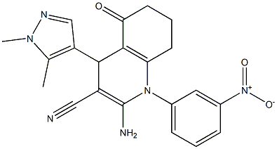 2-amino-4-(1,5-dimethyl-1H-pyrazol-4-yl)-1-{3-nitrophenyl}-5-oxo-1,4,5,6,7,8-hexahydro-3-quinolinecarbonitrile 구조식 이미지