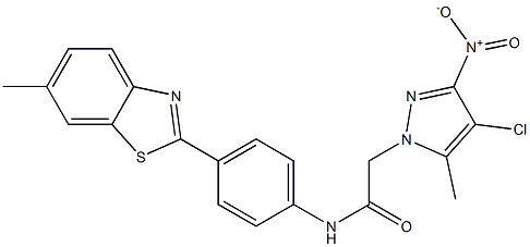 2-{4-chloro-3-nitro-5-methyl-1H-pyrazol-1-yl}-N-[4-(6-methyl-1,3-benzothiazol-2-yl)phenyl]acetamide Structure