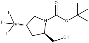 1-Pyrrolidinecarboxylic acid, 2-(hydroxymethyl)-4-(trifluoromethyl)-,1,1-dimethylethyl ester, (2R,4S)- 구조식 이미지