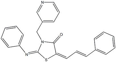 2-(phenylimino)-5-(3-phenyl-2-propenylidene)-3-(3-pyridinylmethyl)-1,3-thiazolidin-4-one 구조식 이미지