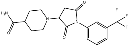 1-{2,5-dioxo-1-[3-(trifluoromethyl)phenyl]pyrrolidin-3-yl}piperidine-4-carboxamide 구조식 이미지