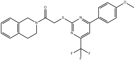 4-[2-{[2-(3,4-dihydro-2(1H)-isoquinolinyl)-2-oxoethyl]sulfanyl}-6-(trifluoromethyl)-4-pyrimidinyl]phenyl methyl ether Structure