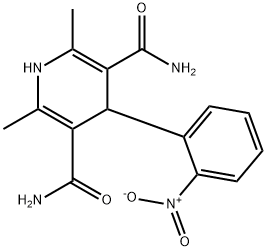 3,5-Pyridinedicarboxamide, 1,4-dihydro-2,6-dimethyl-4-(2-nitrophenyl)- 구조식 이미지