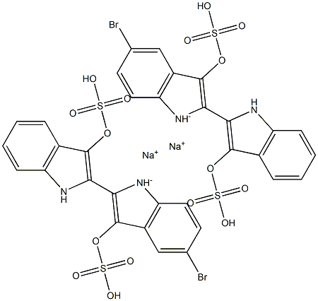 [2,2'-Bi-1H-indole]-3,3'-diol, 5-bromo-, bis(hydrogen sulfate) (ester), disodium salt 구조식 이미지