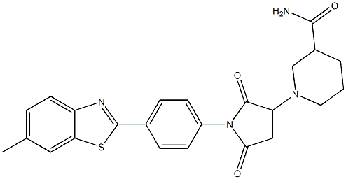 1-{1-[4-(6-methyl-1,3-benzothiazol-2-yl)phenyl]-2,5-dioxo-3-pyrrolidinyl}-3-piperidinecarboxamide Structure