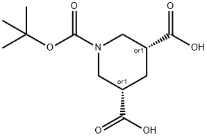 (3R,5S)-1-(tert-butoxycarbonyl)piperidine-3,5-dicarboxylic acid Structure