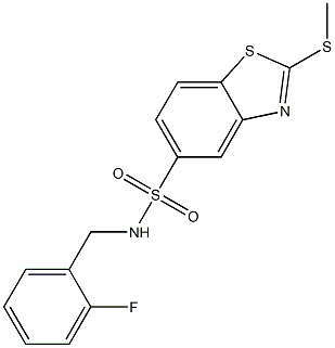 N-(2-fluorobenzyl)-2-(methylsulfanyl)-1,3-benzothiazole-5-sulfonamide 구조식 이미지