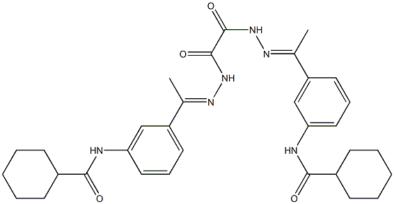 N-(3-{N-[[2-(1-{3-[(cyclohexylcarbonyl)amino]phenyl}ethylidene)hydrazino](oxo)acetyl]ethanehydrazonoyl}phenyl)cyclohexanecarboxamide Structure