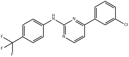 2-PYRIMIDINAMINE, 4-(3-CHLOROPHENYL)-N-[4-(TRIFLUOROMETHYL)PHENYL]- 구조식 이미지