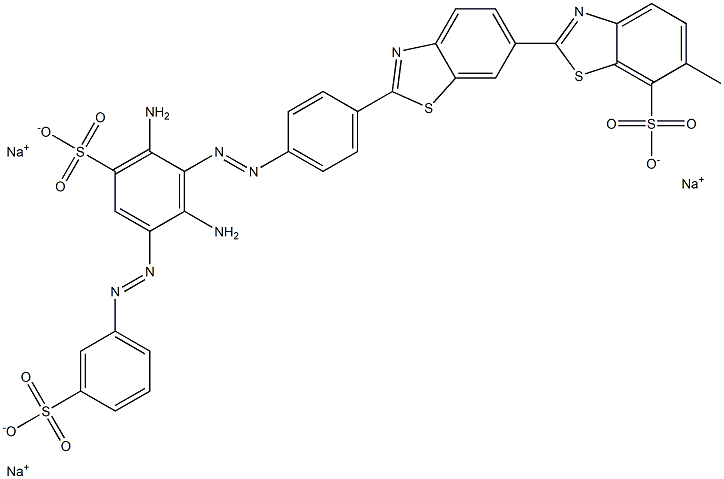 [2,6'-Bibenzothiazole]-7-sulfonic acid, 2'-[4-[[2,6-diamino-3-sulfo-5-[(3-sulfophenyl)azo]phenyl]azo]phenyl]-6-methyl-, trisodium salt 구조식 이미지