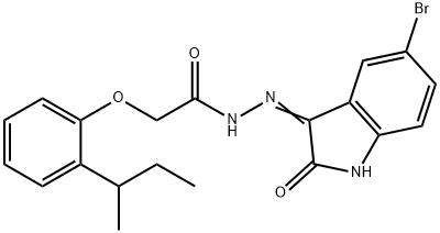 N'-(5-bromo-2-oxo-1,2-dihydro-3H-indol-3-ylidene)-2-[2-(sec-butyl)phenoxy]acetohydrazide Structure