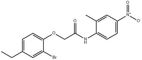 2-(2-bromo-4-ethylphenoxy)-N-(2-methyl-4-nitrophenyl)acetamide 구조식 이미지