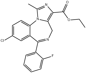 4H-Imidazo[1,5-a][1,4]benzodiazepine-3-carboxylic acid, 8-chloro-6-(2-fluorophenyl)-1-methyl-, ethyl ester Structure