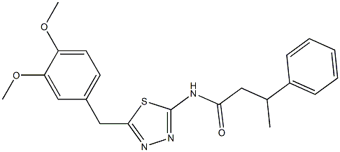 N-[5-(3,4-dimethoxybenzyl)-1,3,4-thiadiazol-2-yl]-3-phenylbutanamide 구조식 이미지