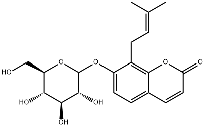 2H-1-Benzopyran-2-one, 7-(D-glucopyranosyloxy)-8-(3-methyl-2-buten-1-yl)- 구조식 이미지